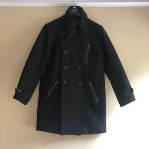 Man’s black trench coat, looks like new.